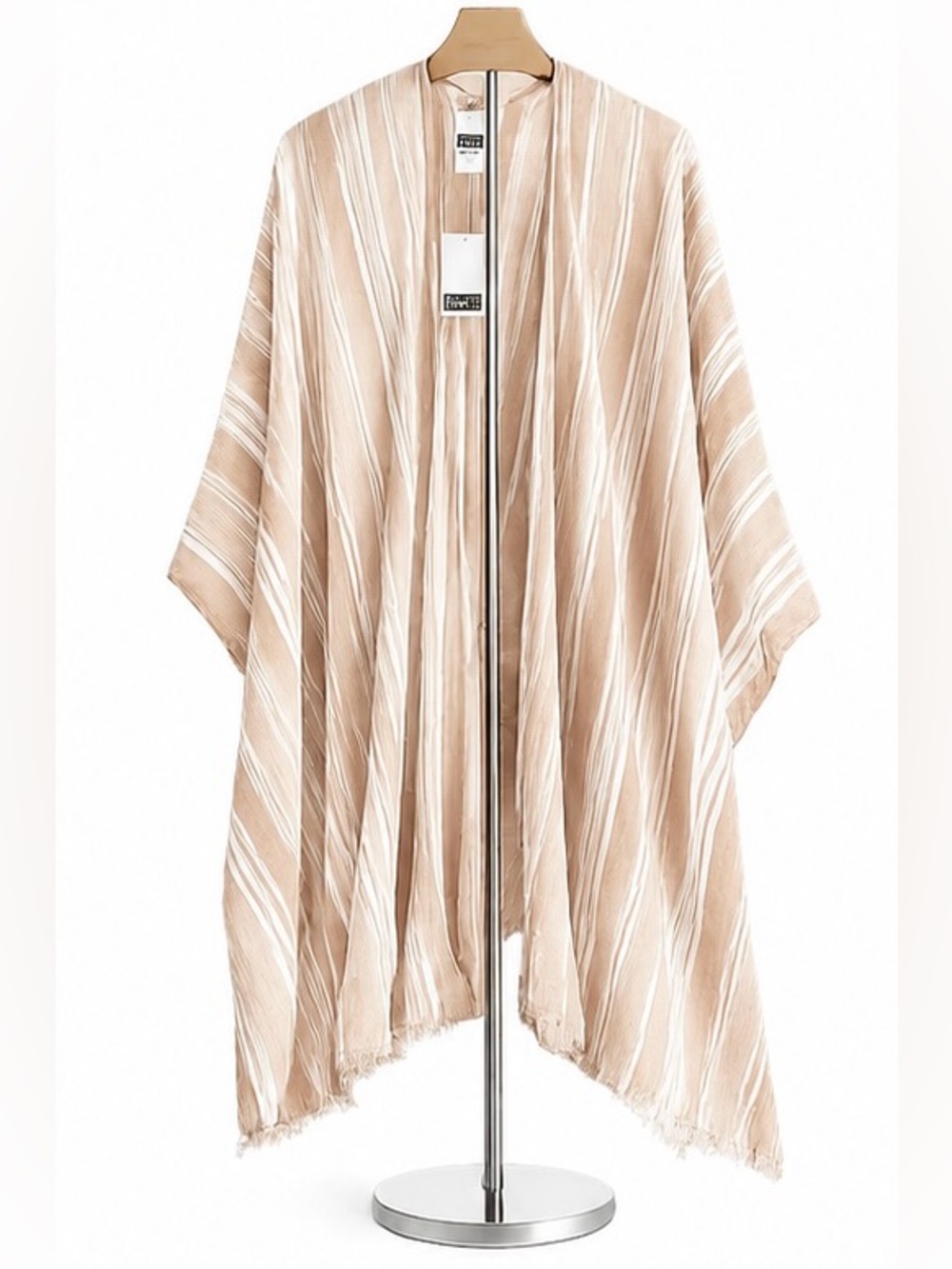 Nordstrom Beige & White Striped Gauze Ruana Cover-Up | One Size | NWT 🤎🏝️ - Picture 6 of 8